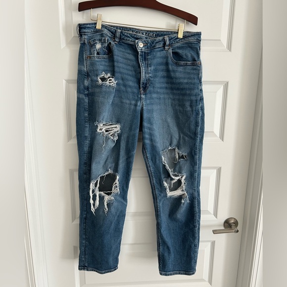American Eagle Outfitters Denim - American Eagle Mom Ripped Straight Jeans Blue Size 16